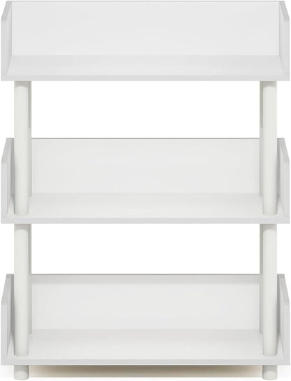 Furinno Turn-N-Tube 3-Tier Multipurposes Display Rack, Open Shelf Rack/Storage with Back & Side Panel, White/White