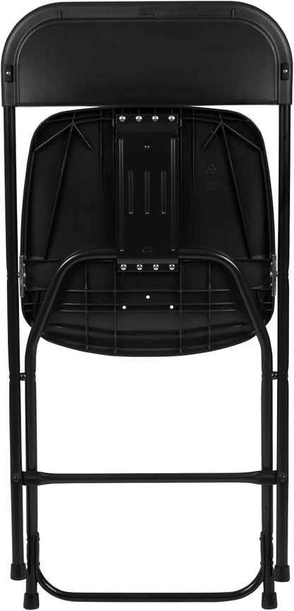 Flash Furniture Hercules Series Plastic Folding Chairs for Parties and Weddings, Stackable Commercial Event Seats with 650-lb. Static Weight Capacity, Set of 4, Black