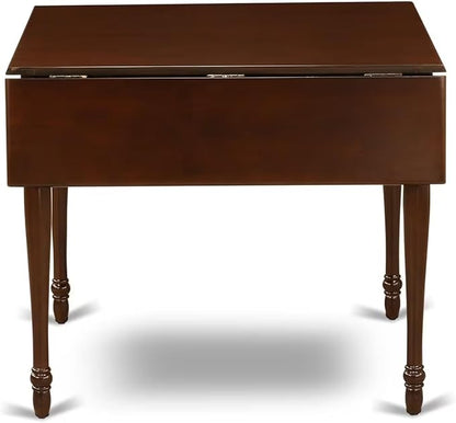 East West Furniture MZCL3-MAH-C 3 Piece Dining Table Set for Small Spaces Contains a Rectangle Dining Room Table with Dropleaf and 2 Linen Fabric Upholstered Chairs, 36x54 Inch, Mahogany