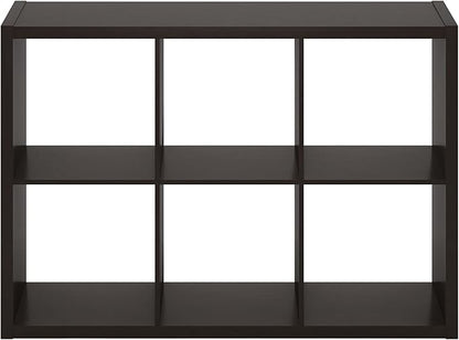 Furinno Cubicle Open Back Decorative Cube Storage Organizer, 6-Cube, Black Dark Oak