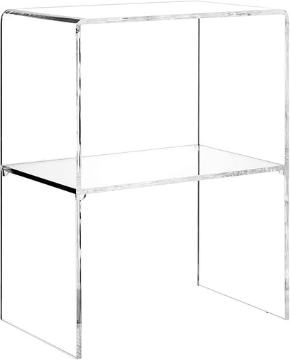 MyGift 24 Inch Acrylic Nightstand with 2 Tier Display Shelf, Clear Acrylic Side Table for Living Room Bedside Bedroom, Decorative Clear Home End Table