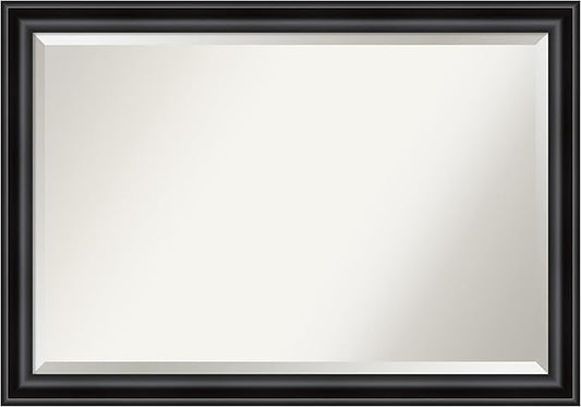 Amanti Art Black Bathroom Mirror for Over Sink, 28x40 Grand Black Narrow Rectangle Vanity Mirror, Large Casual Frame, Hangs Horizonally and Vertically, Bathroom Wall Decor, Beveled Edge
