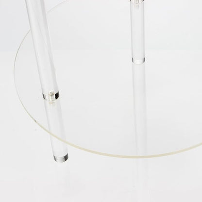 Acrylic Detachable End Table, Round Acrylic Coffee Table, 2 Tier Multifuntional Clear Nightstand End Table for Small Spaces, Detachable Beside Table for Living Room, Bedroom, Study Room (2)