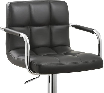 AC Pacific Contemporary Hydraulic Adjustable Swivel Kitchen Bar Stool Chair with Cushion and Armrest, 24"-33", Black ACBS15-BLACK Midnight Square