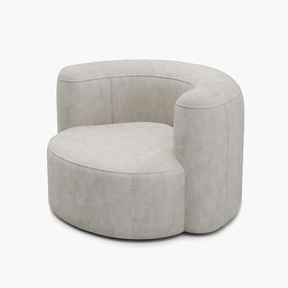 Acanva Luxury Modern Tight Curved Back Velvet Sofa, Minimalist Style Comfy Couch for Living Room Apartment Reception Space, Cream Single Chair