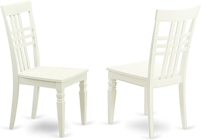 East West Furniture ANLG3-LWH-W 3 Piece Dining Table Set for Small Spaces Contains a Round Kitchen Table with Pedestal and 2 Dining Chairs, 36x36 Inch, Linen White