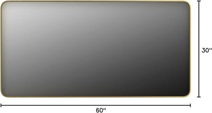 TokeShimi 60 x 30 Inch Brushed Gold Bathroom Vanity Mirror for Wall with Non-Rusting Aluminum Alloy Matte Metal Frame for Modern Farmhouse Home Decor (Horizontal/Vertical)