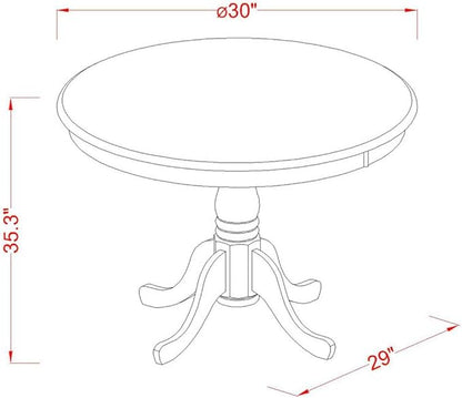 East West Furniture EDBU5-MAH-W 5 Piece Kitchen Counter Set Includes a Round Dining Table with Pedestal and 4 Dining Room Chairs, 30x30 Inch, Mahogany