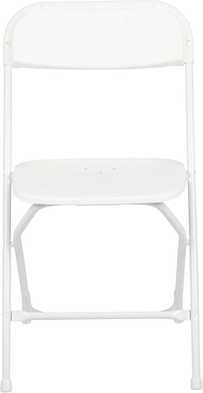 Flash Furniture Hercules Set of 10 Indoor/Outdoor Heavy-Duty Plastic Folding Chairs, Foldable Commercial Stacking Chairs with 650-lb. Static Weight Capacity, White