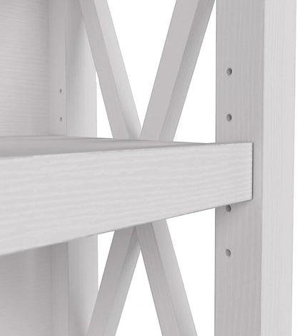 Bush Furniture Key West Small 2 Shelf Bookcase in Pure White Oak, Compact Home Organizer, Vertical Storage Solution, Bookshelf for Office or Living Room