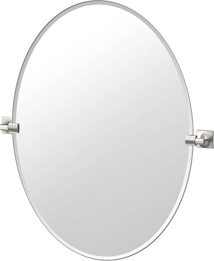 Gatco 5599LG Waterline Frameless Oval Mirror, 32 Inch, Satin Nickel