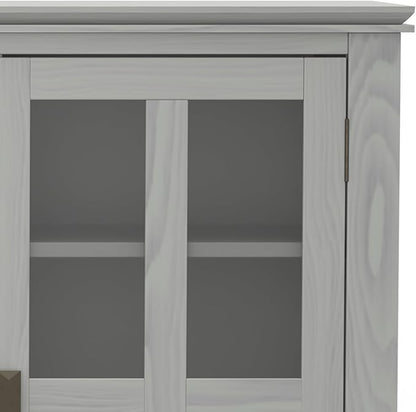 SIMPLIHOME Artisan SOLID WOOD 53 inch Wide Contemporary TV Media Stand in Fog Grey For TVs up to 60 inches for the Living Room and Entertainment Center