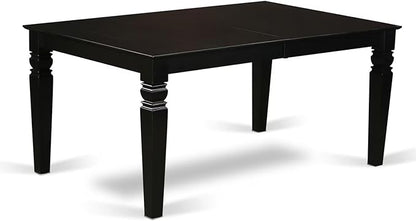 East West Furniture LGDA5-BLK-C 5 Piece Dinette Set Includes a Rectangle Dining Room Table with Butterfly Leaf and 4 Linen Fabric Upholstered Dining Chairs, 42x84 Inch, Black