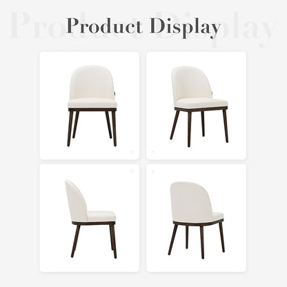 COLAMY Upholstered Dining Chairs Set of 2, Large Dining Room Kitchen Chairs with High Back and Deep Seat, Modern Fabric Dinner Chairs with Wood Legs, Beige
