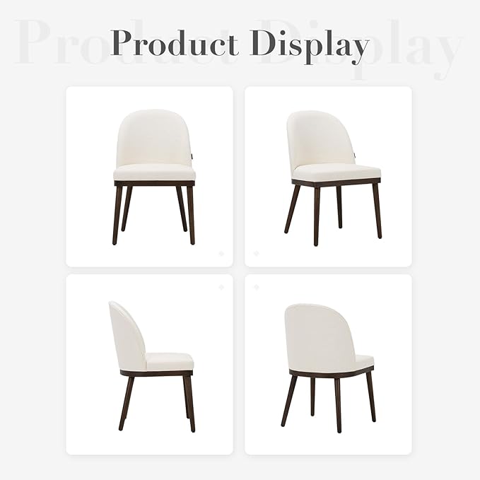 COLAMY Upholstered Dining Chairs Set of 6, Large Dining Room Kitchen Chairs with High Back and Deep Seat, Modern Fabric Dinner Chairs with Wood Legs, Beige