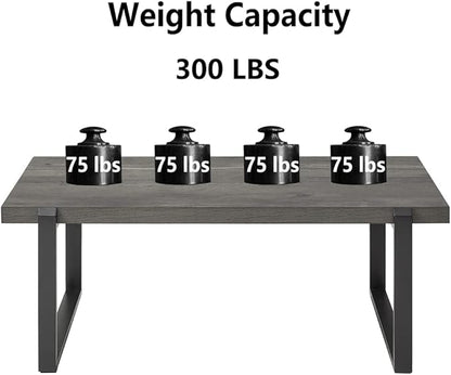 EXCEFUR Modern Coffee Table, Rustic Wood and Metal Center Table, Rectangle Cocktail Tea Table for Living Room, Grey, 44 Inch