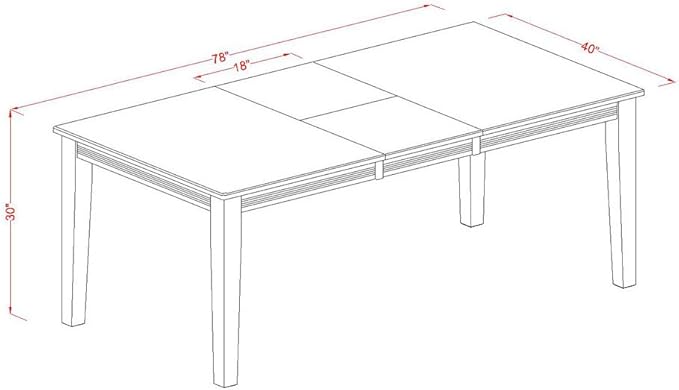 East West Furniture QUNO5-BCH-W 5 Piece Kitchen Table & Chairs Set Includes a Rectangle Dining Table with Butterfly Leaf and 4 Dining Room Chairs, 40x78 Inch, Black & Cherry