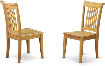 East West Furniture DLPO3-OAK-W 3 Piece Dining Room Furniture Set Contains a Round Kitchen Table with Dropleaf and 2 Dining Chairs, 42x42 Inch, Oak