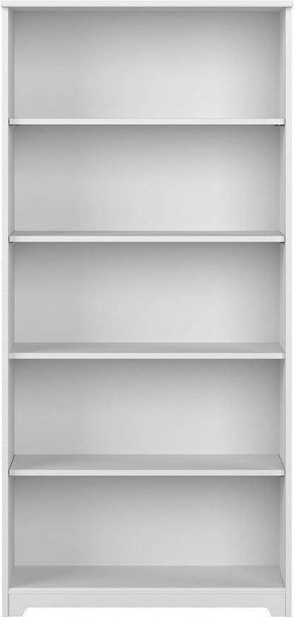 Bush Furniture Tall 5 Shelf Bookcase, Large Open Bookshelf, Sturdy Display Cabinet for Living Room or Home Office, Cabot Collection, White