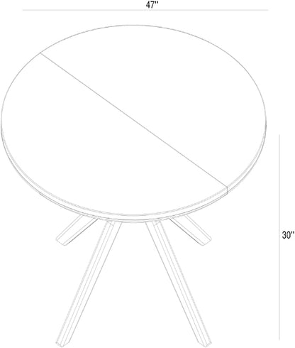 Plank+Beam Verso Round Dining Table, 47 Inch Solid Wood Kitchen & Dining Room Table, Minimalist Table for Dining Room, Kitchen Dinner Table, Coastal White