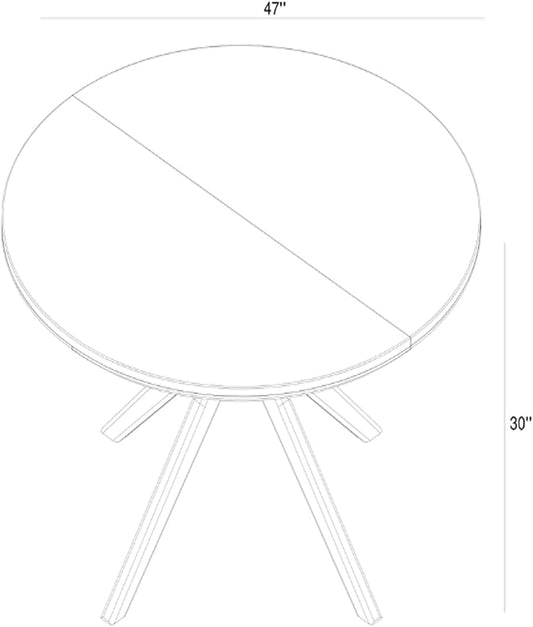 Plank+Beam Verso Round Dining Table, 47 Inch Solid Wood Kitchen & Dining Room Table, Minimalist Table for Dining Room, Kitchen Dinner Table, Coastal White