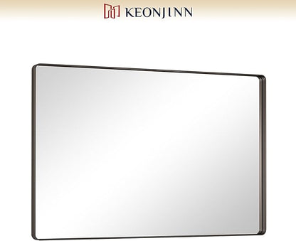 Keonjinn Black Mirror for Bathroom Sink 55 x 36 Inch Large Rounded Rectangle Bathroom Vanity Mirror, Matte Black Farmhouse Mirror, Anti-Rust, Shatter-Proof HD Tempered Glass(Horizontal/Vertical)