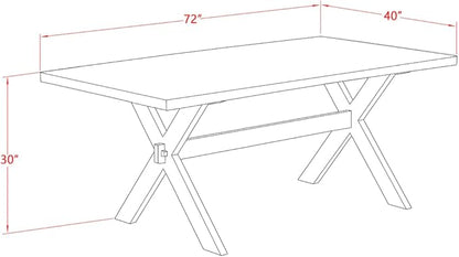 East West Furniture X627MZ606-9 9 Piece Modern Dining Table Set Includes a Rectangle Dining Room Table with X-Legs and 8 Shitake Linen Fabric Upholstered Chairs, 40x72 Inch, Multi-Color