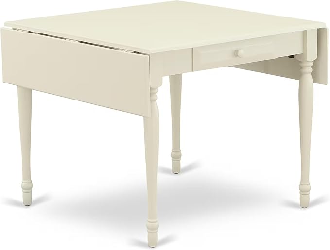 East West Furniture MZDA5-LWH-W 5 Piece Dining Table Set for 4 Includes a Rectangle Kitchen Table with Dropleaf and 4 Dining Room Chairs, 36x54 Inch, Linen White