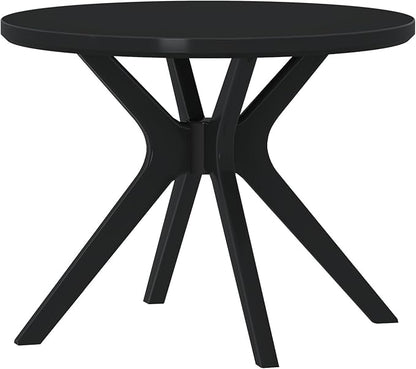 Plank+Beam Verso Round Dining Table, 38 Inch Solid Wood Kitchen & Dining Room Table, Minimalist Table for Dining Room, Kitchen Dinner Table, Black