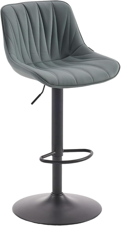 YOUNIKE Bar Stools Set of 2 for Kitchen Island, Greyblue Swivel Tall Barstools, Adjustable Bar Stool with Back, Leather Padded Bar Chairs, Modern Counter Height Stools with 300LBS Support