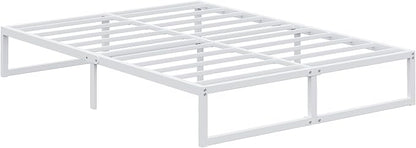 EMODA 12 Inch Full Size Bed Frame, Metal Platform White Bed Frame Full No Box Spring Needed, Heavy Duty Steel Slats Support, Easy Assembly, Noise Free