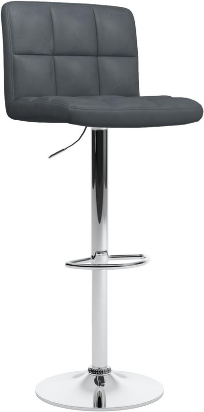 Roundhill Furniture Swivel Leather Adjustable Hydraulic Bar Stool, Set of 2, Gray