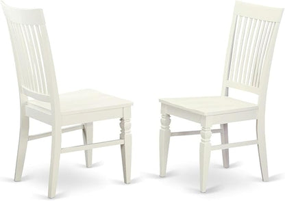 East West Furniture DLWE5-WHI-W 5 Piece Dining Table Set for 4 Includes a Round Kitchen Table with Dropleaf and 4 Dining Room Chairs, 42x42 Inch, Linen White