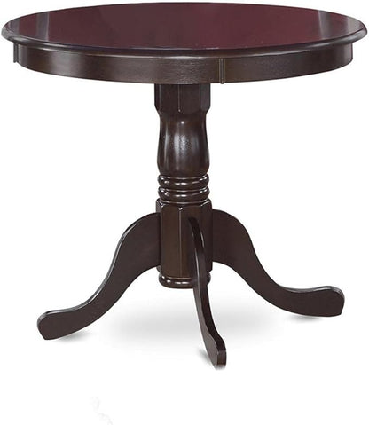 East West Furniture ANCA3-CAP-C 3 Piece Kitchen Table Set for Small Spaces Contains a Round Dining Table with Pedestal and 2 Linen Fabric Dining Room Chairs, 36x36 Inch, Cappuccino