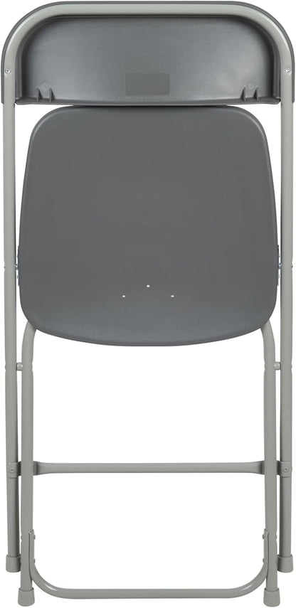 Flash Furniture Hercules Series Plastic Folding Chair - Grey - 4 Pack 650LB Weight Capacity Comfortable Event Chair-Lightweight Folding Chair