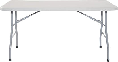 Office Star Resin Multipurpose Rectangle Folding Table for Indoor or Outdoor Use, 5 Feet Light Gray