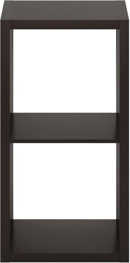 Furinno Cubicle Open Back Decorative Cube Storage Organizer, 2-Cube, Black Dark Oak