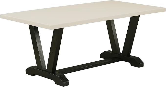 East West Furniture V627EL121-5 5 Piece Kitchen Table Set for 4 Includes a Rectangle Dining Room Table with V-Legs and 4 Blue Linen Fabric Upholstered Chairs, 40x72 Inch, Multi-Color