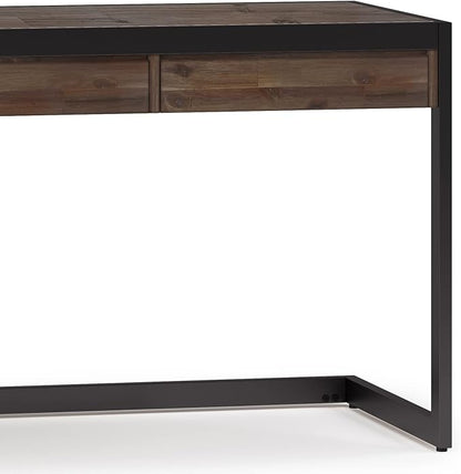 SIMPLIHOME Erina Large Desk - 72-Inch Wide Solid Acacia Wood and Metal Writing Desk in Rustic Natural Aged Brown, Modern Industrial Home Office Computer Table with Drawers and Flip-Down Keyboard Tray