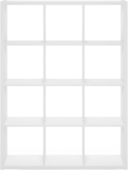 Furinno Cubicle Open Back Decorative Cube Storage Organizer, 12-Cube, White