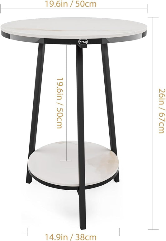 Side Table - Sintered Stone End Couch Table with Metal Frame & Gold Veins for Sofa Living Room Bedroom Bedside Coffee Small Spaces - Waterproof, Scratch-Resistant - Easy Assembly
