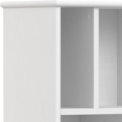 SIMPLIHOME Draper Solid Hardwood 64 inch x 22 inch Mid Century Modern Bookcase and Storage Unit in White for The Living Room, Study Room and Office