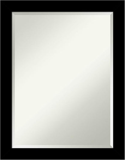 Amanti Art Black Bathroom Mirror for Over Sink, 28x22 Brushed Black Rectangle Vanity Mirror, Medium Modern Contemporary Frame, Hangs Horizonally and Vertically, Bathroom Wall Decor, Beveled Edge