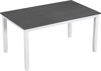 Ball & Cast 6 Piece Wood Dining Table Set,Kitchen Table Set with Upholstered Bench and 4 Dining Chairs,Farmhouse Living Room Furniture w/Carved Legs & Round Backrest,for Dining Room,Gray+White