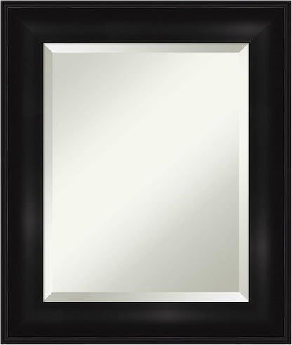 Amanti Art Black Bathroom Mirror for Over Sink, 26x22 Grand Black Rectangle Vanity Mirror, Small Casual Frame, Hangs Horizonally and Vertically, Bathroom Wall Decor, Beveled Edge