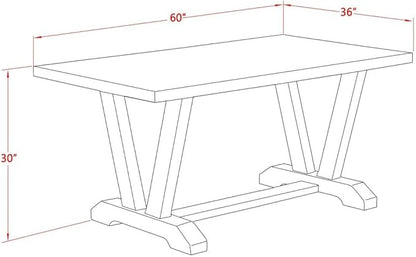 East West Furniture VT076 V-Style Modern Dining Table - a Rectangle Kitchen Table Top with Stylish Legs, 36x60 Inch, Multi-Color
