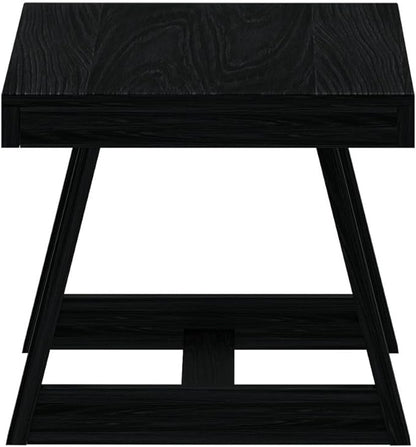 Plank+Beam Classic Rectangular Coffee Table, 40 Inch Farmhouse Coffee Table, Mini Center Tables for Small Spaces, Small Living Space Tea Table, Black Wirebrush
