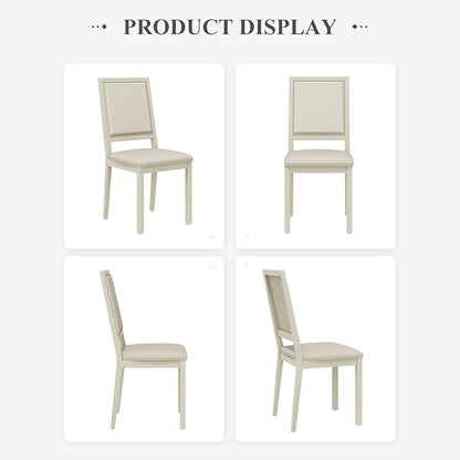 COLAMY Upholstered Dining Chairs Set of 4, Mid Century Modern Dining Room Chairs, 19 Inch Kitchen Chairs with Back for Dining Room Restaurant, Ivory