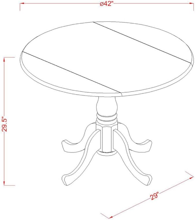 East West Furniture DLAB3-OAK-55 3 Piece Kitchen Table Set Contains a Round Dining Table with Dropleaf and 2 Oasis Blue Faux Leather Upholstered Chairs, 42x42 Inch, Oak