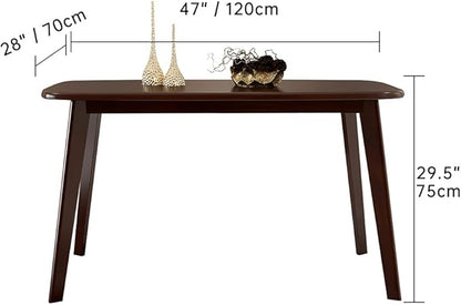 WoodShine Mid Century Modern Real Solid Wood Dining Table,Working Desk,Walnut,47inch